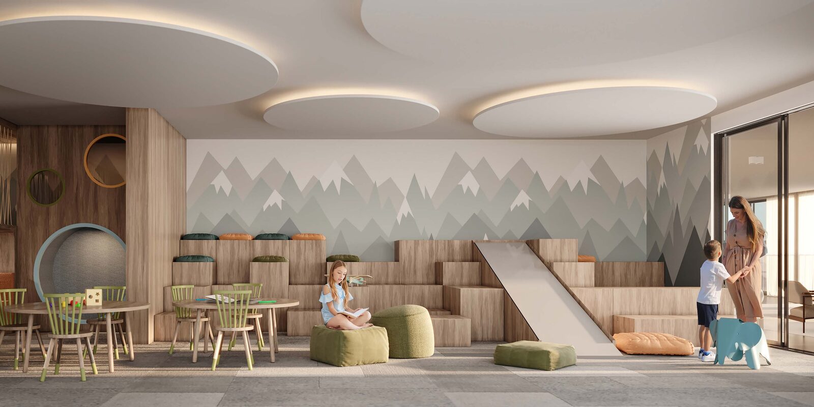 Brinquedoteca com domos acústicos