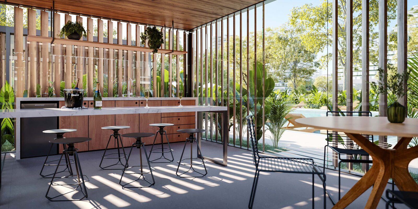 Espaço gourmet com bar externo