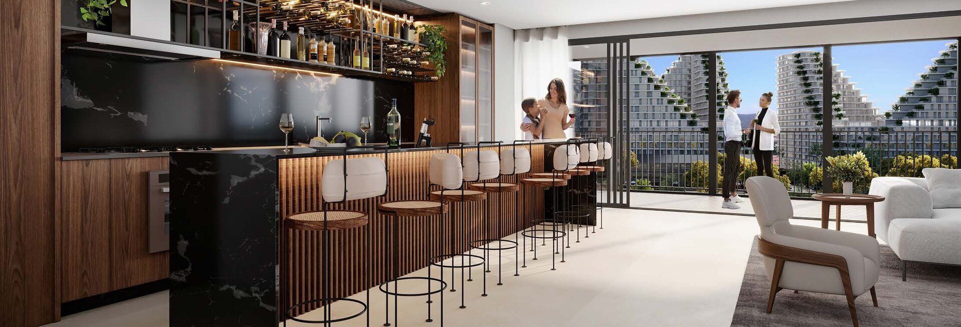 Piscina panorâmica com deck