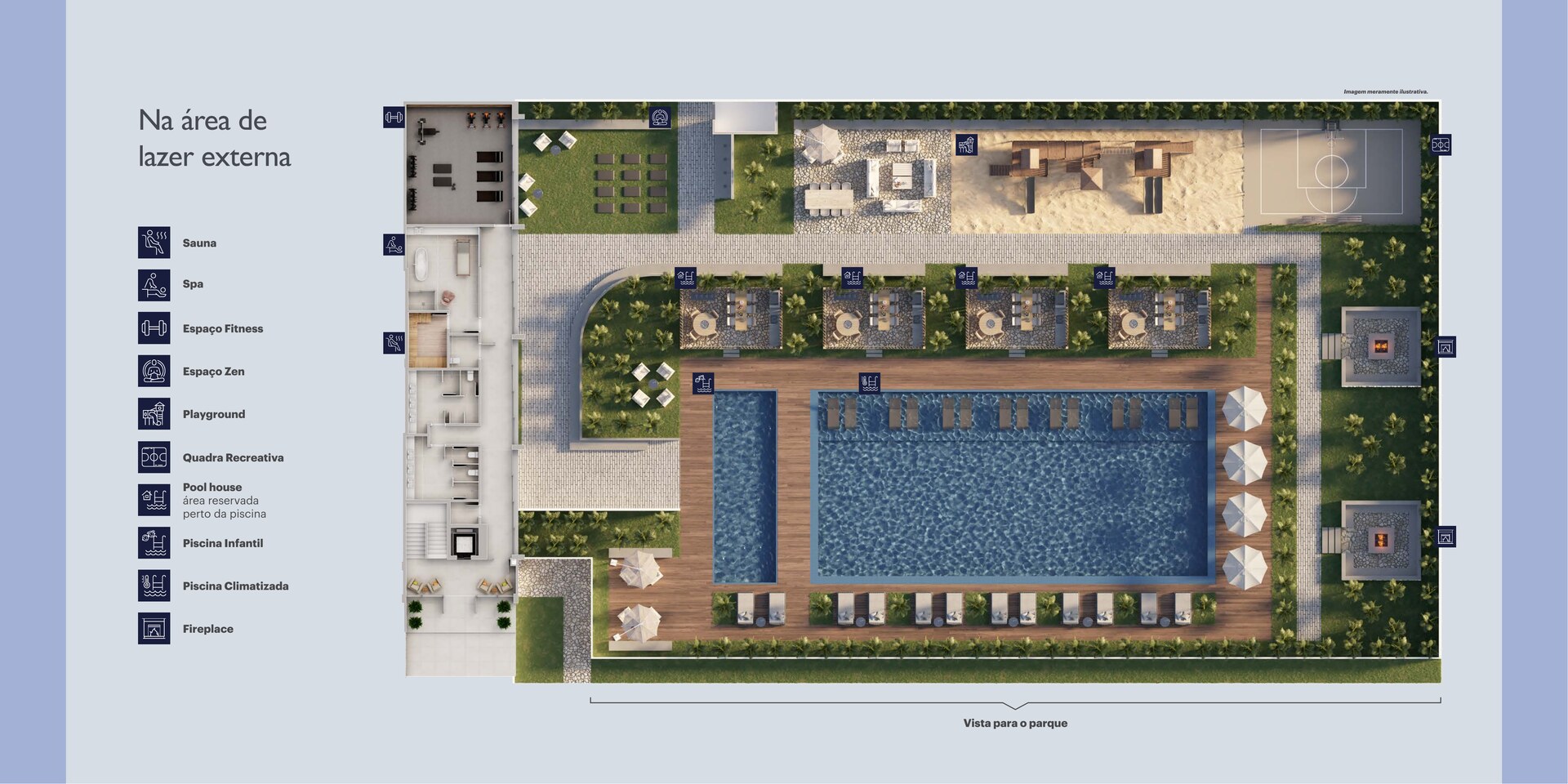 Master plan do lazer do Vista Jardins com legenda
