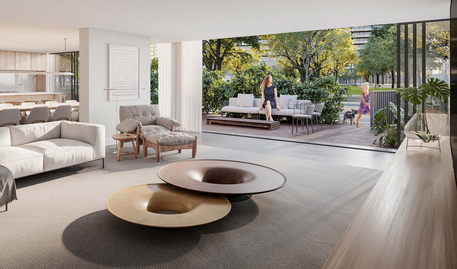 Living com varanda e vista panorâmica do Vista Jardins