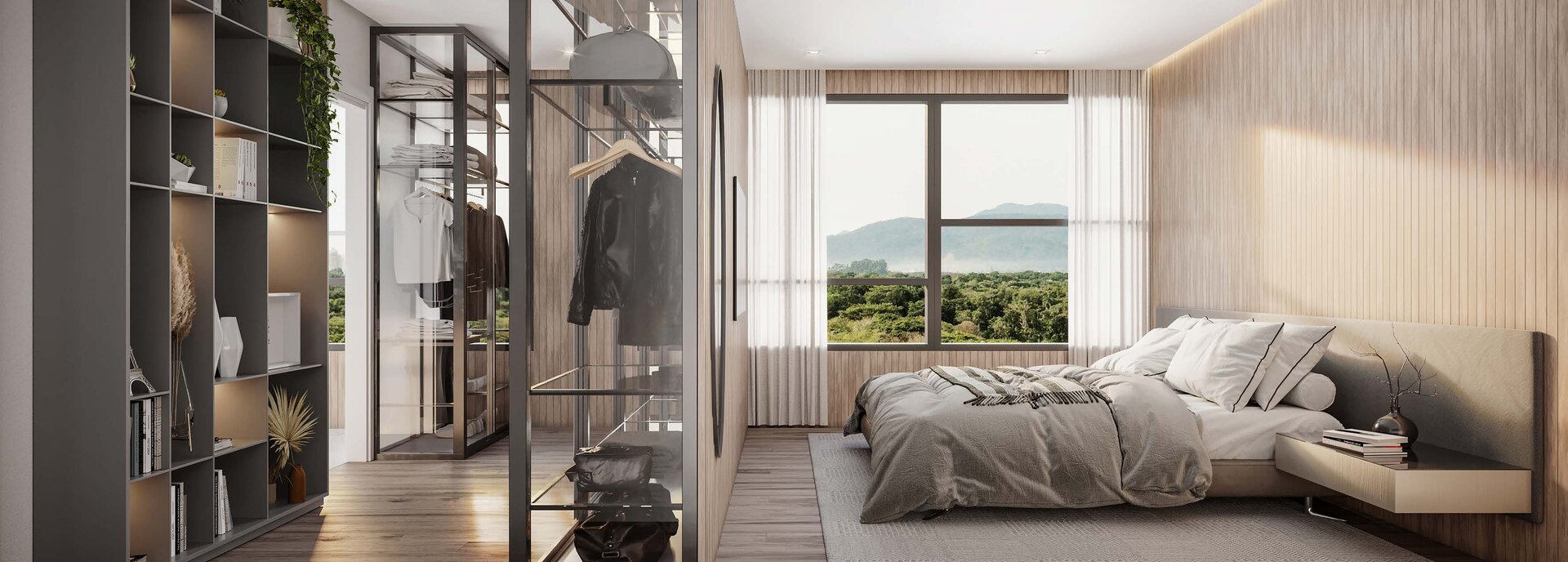 Suíte master com entrada para o closet